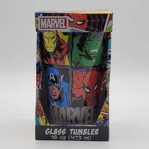 Marvel Comics Retro Four Heroes 16 OZ Pint Glass Tumbler in Gift Box- New
